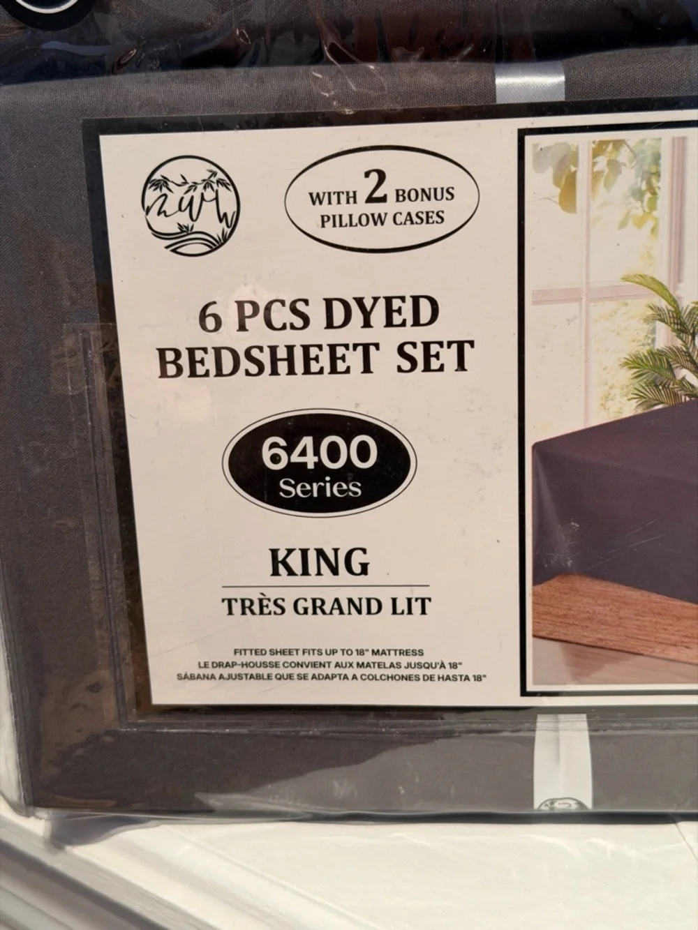 King Size 6-Piece Dyed Bedsheet Set - King, Charcoal Gray